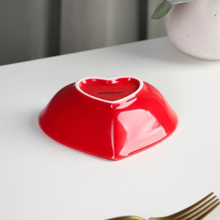 Ceramic Daramic Saladnik "Heart", 130 ml, 12.5 × 11.5 cm, red color-2