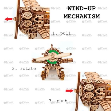Wooden Model 3D, Ewa, Airplane with a motor-11