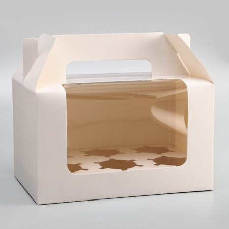 Confectionery folding box for 6 cupcakes, white 23.5 x 16 x 14 cm
