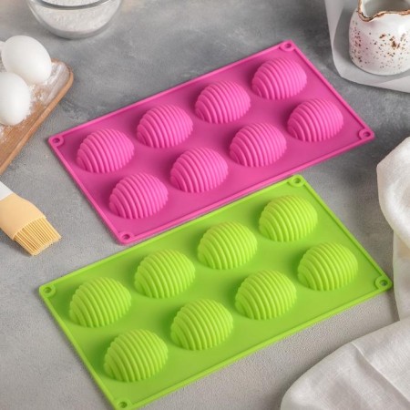 The form for baking shares “insects. Hive ”, silicone, 28 × 17 cm, 8 cells (4.5 × 5.5 × 3 cm), color mix-6