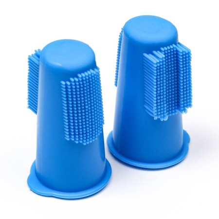 A set of bilateral rubber attacks for brushing animal teeth, 2 pcs, mix of flowers-1