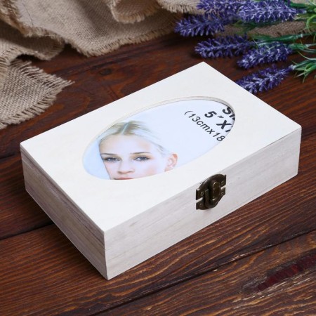 Casket wood for painting with a photo frame 10x15 cm "Rectangular" 5x12.2x18.3 cm-4