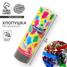 Spring Tovornoye clap “Happy Birthday”, balls, confetti, foil, 15 cm