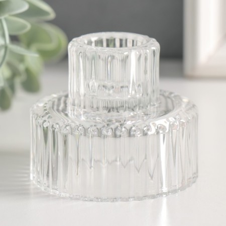 Glass "Cake" double-sided transparent d-2 and 5 cm 6.2x6.2x5 cm-1