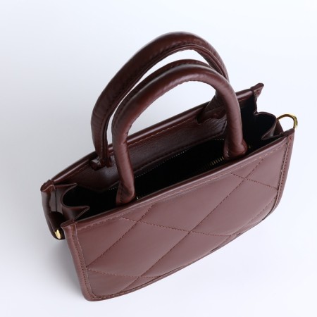 Bag Women's Tout with zipper, brown color-8
