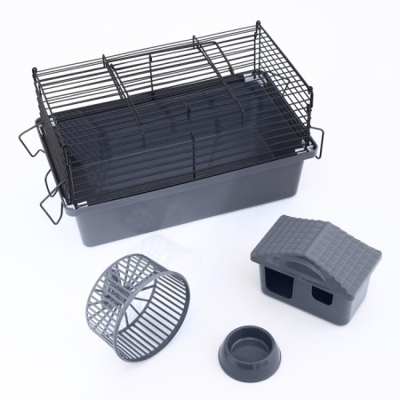 Mini cell for rodents "Pijon" No. 1-1, with filling, 27 x 15 x 13 cm, gray-13