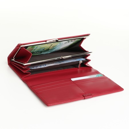 Women's wallet on magnets, burgundy color-3