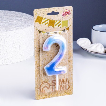 Candle in the cake on the spray "Zvezdopad", the number 2, 9 cm, giant-1