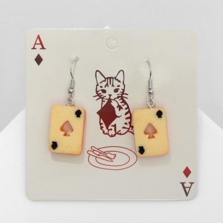Earrings Assorted "Joy" maps, peaks, beige color in silver
