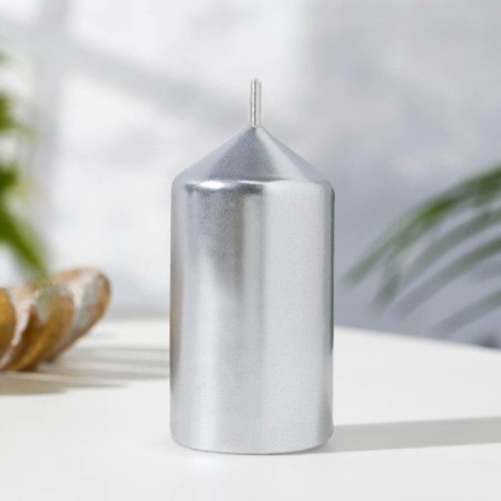 Set of candles "Column", 4 pieces, silver 7x3.8 cm