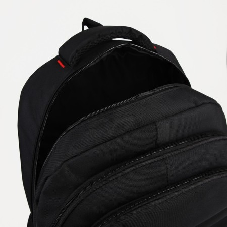 Male backpack, Marat, 3 lightning departments, 3 external pockets, black/blue color-3