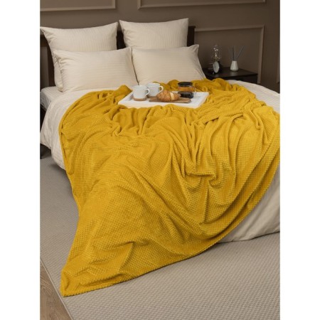 Texrepublic blanket, size 200x220 cm, ocher color-8