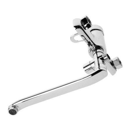 Bath mixer Zein Z4116, single -leaf, watering can 5 modes, hose, holder, chrome-5