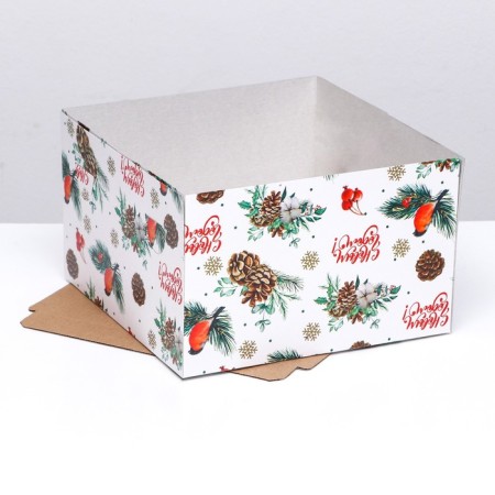 Confectionery packaging with the window “Fine spruce, bullfinch”, 30 x 30 x 19 cm-3
