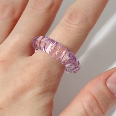Ring plastic "Spring", purple color, 17 size-1