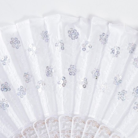 Fan h = 21 cm "sequins", white-3