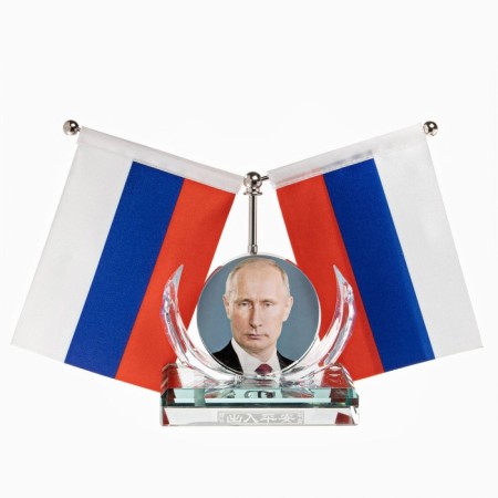 Flag "President" desktop, with two flags 8 x 11 cm, place for photo, 17 x 16.5 cm-1