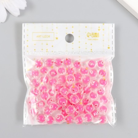 Plastic beads "bright pink" glossy set 20 grams d = 0.8 cm-3