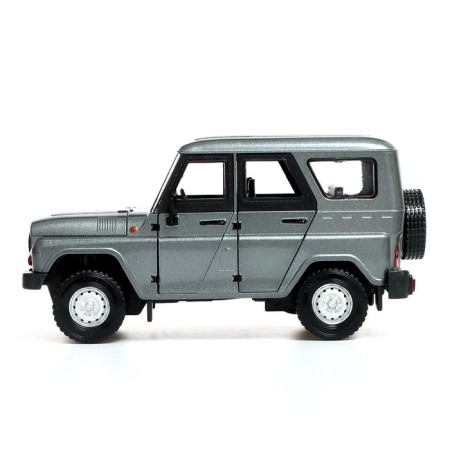 Metal machine "UAZ Hunter", inertia, 1:24, light and sound, color gray color-1