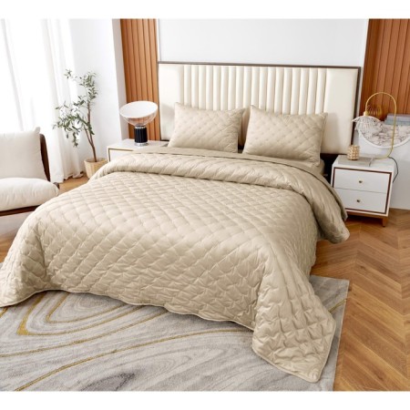 Kit: bedspread, pillowcase, size 160x220 cm, 50x70 cm, cream color-1