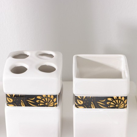 A set of accessories for the bathroom "Sunflower", 4 items (meter 350 ml, soap dish, 2 glasses), white color-2