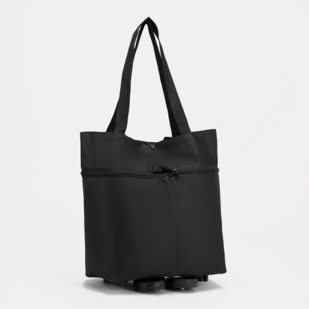 Permanent folding bag on 2 wheels, on the button, the color is black-2