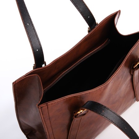 Bag Women's Tout with zipper, brown color-4