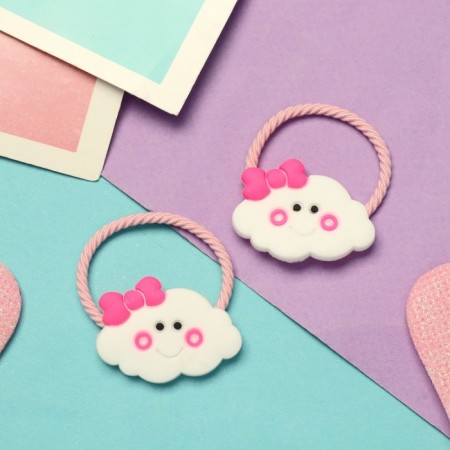 Hair gum "Baby" (set 2 pcs) cloud, 3 cm, pink-1