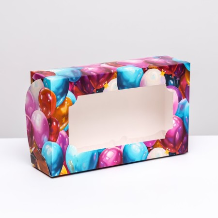 Folding box with a window for marshmallows "Balls", 25 x 15 x 7 cm-1