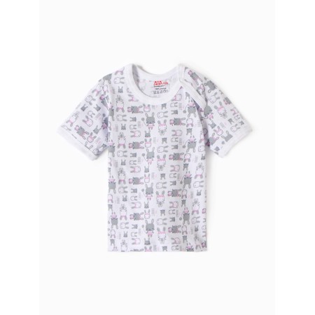 Children's T -shirt on the Bunny buttons, white/pink color, height 80