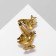 Pelican brooch, red color in black gold