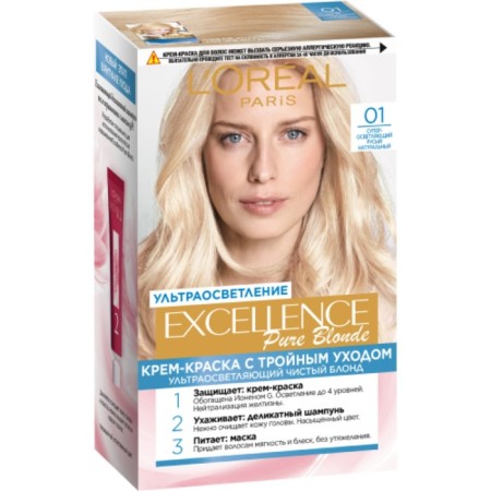 Hair Cream L’Oreal Excellence Pure Blonde, tone 01 Super-spacing greasy natural