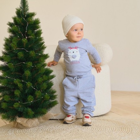 Set: jumper and pants crumb I "Merry XMAS", height 80-86 cm, color gray color-1
