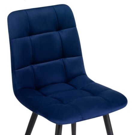 Stool on a metal frame chilli to metal/velor, black/blue 44x50x85 cm-4