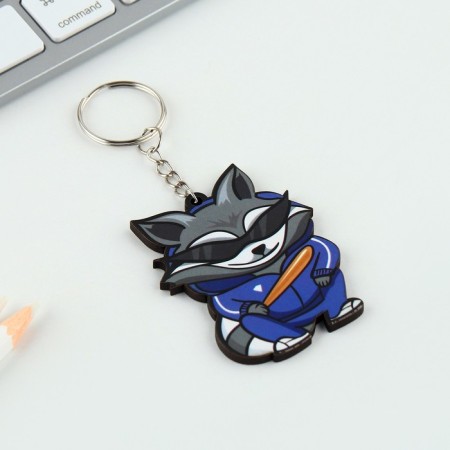 Key keychain wooden "raccoon", 4.7 x 6 cm-2