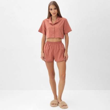 Female pajamas (shirt and shorts) KAFTAN "strip" R.48-50, coral-1