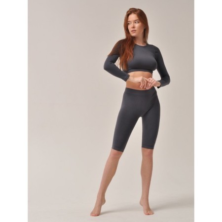 Crype female top with a long sleeve Crop Top Manica Lunga, size 46, color graphite-3