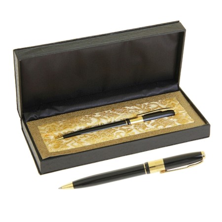 Gift handle, ball "boss" in the leatherette case, rotary, black with gold