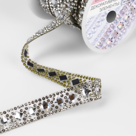 Rhinestones of thermoclay "square", width - 13 mm, 4.5 ± 0.5 m, silver color-1