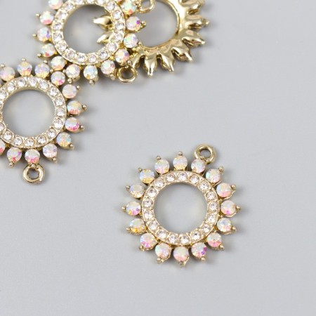 Decor for creativity metal, rhinestones "Circle-Solens" gold 2.2x2.5 cm
