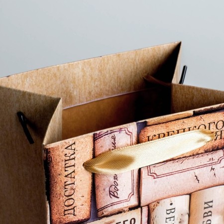 Package gift craft packaging for a bottle, “with wishes!”, 12 x 36 x 10 cm-2
