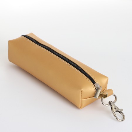 Key of zipper, length 16 cm, ring, carbine, beige color