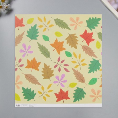 Scrapbooking paper "Autumn leaves" density 180 grams set 5 pcs 30.5x32 cm-2