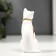 Souvenir ceramics "White cat with a necklace" with gold, rhinestones 9.5 cm