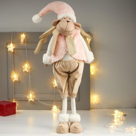 Interior doll "Losik in pink fur vestar" 85x15x27 cm