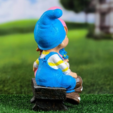 Garden figure "Girl with a boy on a bench" 26x19x13cm-1