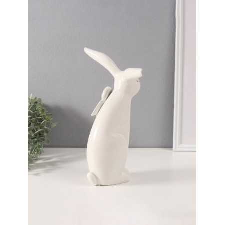 Souvenir Ceramics "White Bunny with a large bow" 10.5x19.5x29.5 cm-2