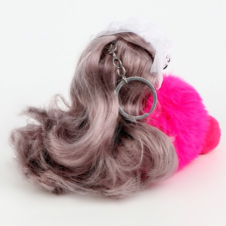 Soft toy "Puppet Model" on a key fob, 16 cm, fuchsia color-3
