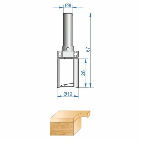 Clesteric Encor Prof 46183, straight, on wood, d = 8 mm, 19 x 26 mm-3