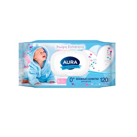Wet Aura Ultra Comfort napkins, children with Aloe extract, 120 pcs.